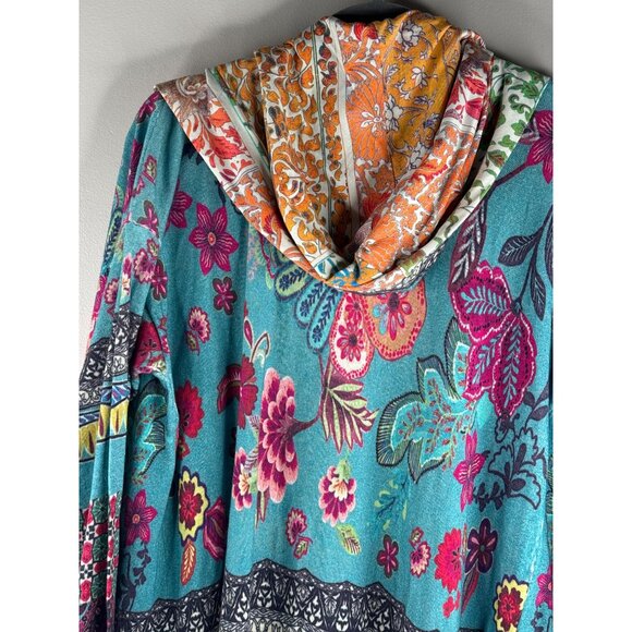 NWT Johnny Was Cardigan Duster Cashmere Sweater Blend Hooded Floral Size S - Picture 6 of 6